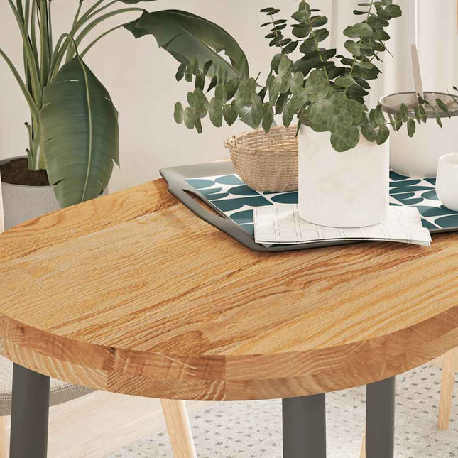 bordplade 100x50x4 cm massivt egetræ oval lysebrun