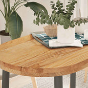 bordplade 100x50x4 cm massivt egetræ oval lysebrun
