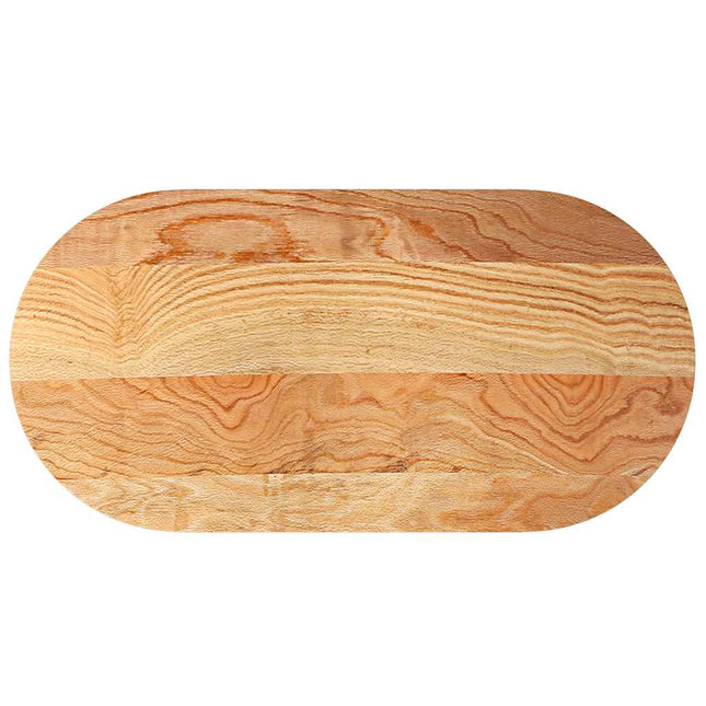 bordplade 120x60x4 cm massivt egetræ oval lysebrun