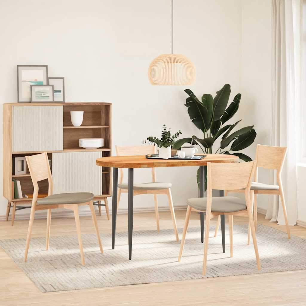 bordplade 120x60x4 cm massivt egetræ oval lysebrun