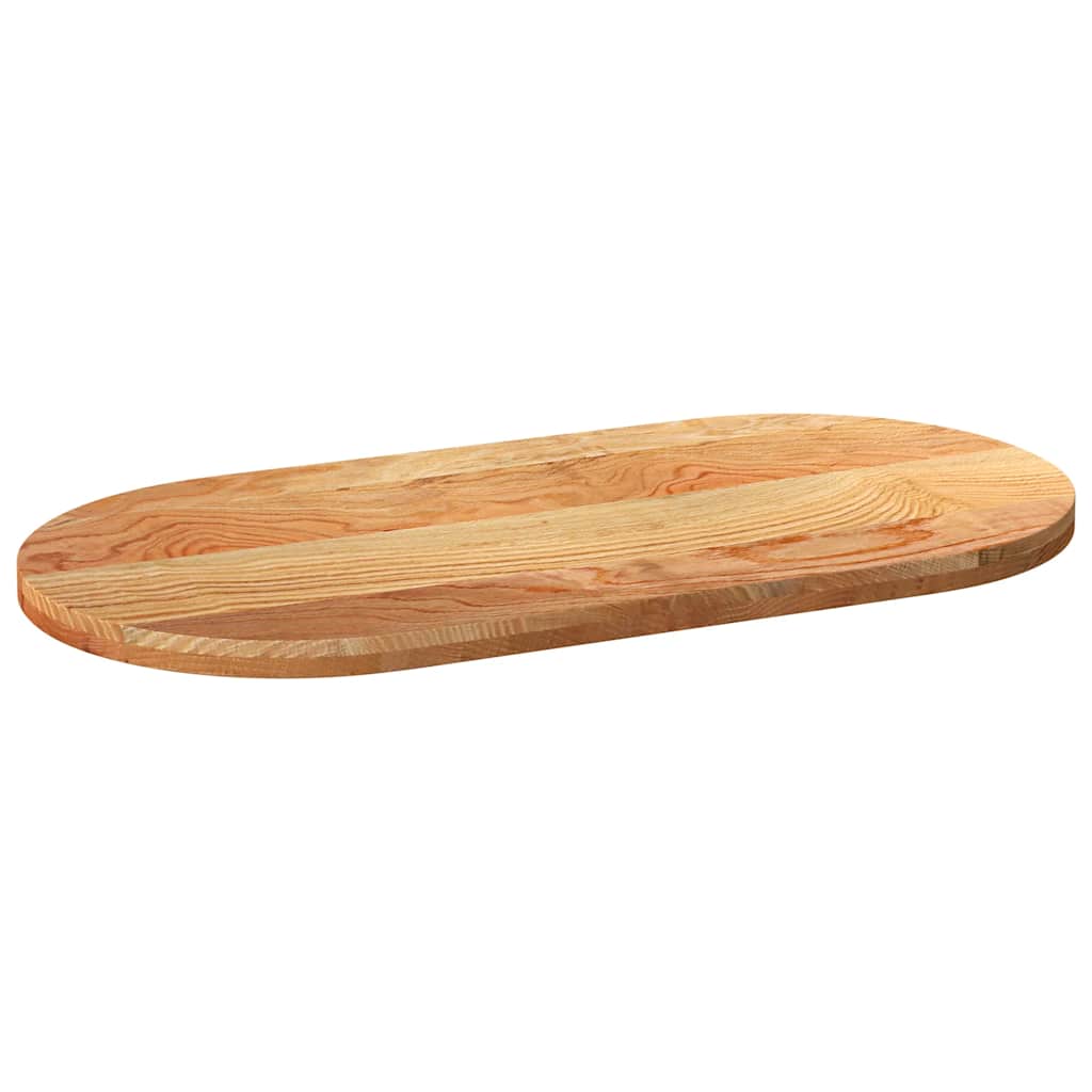 bordplade 120x60x4 cm massivt egetræ oval lysebrun