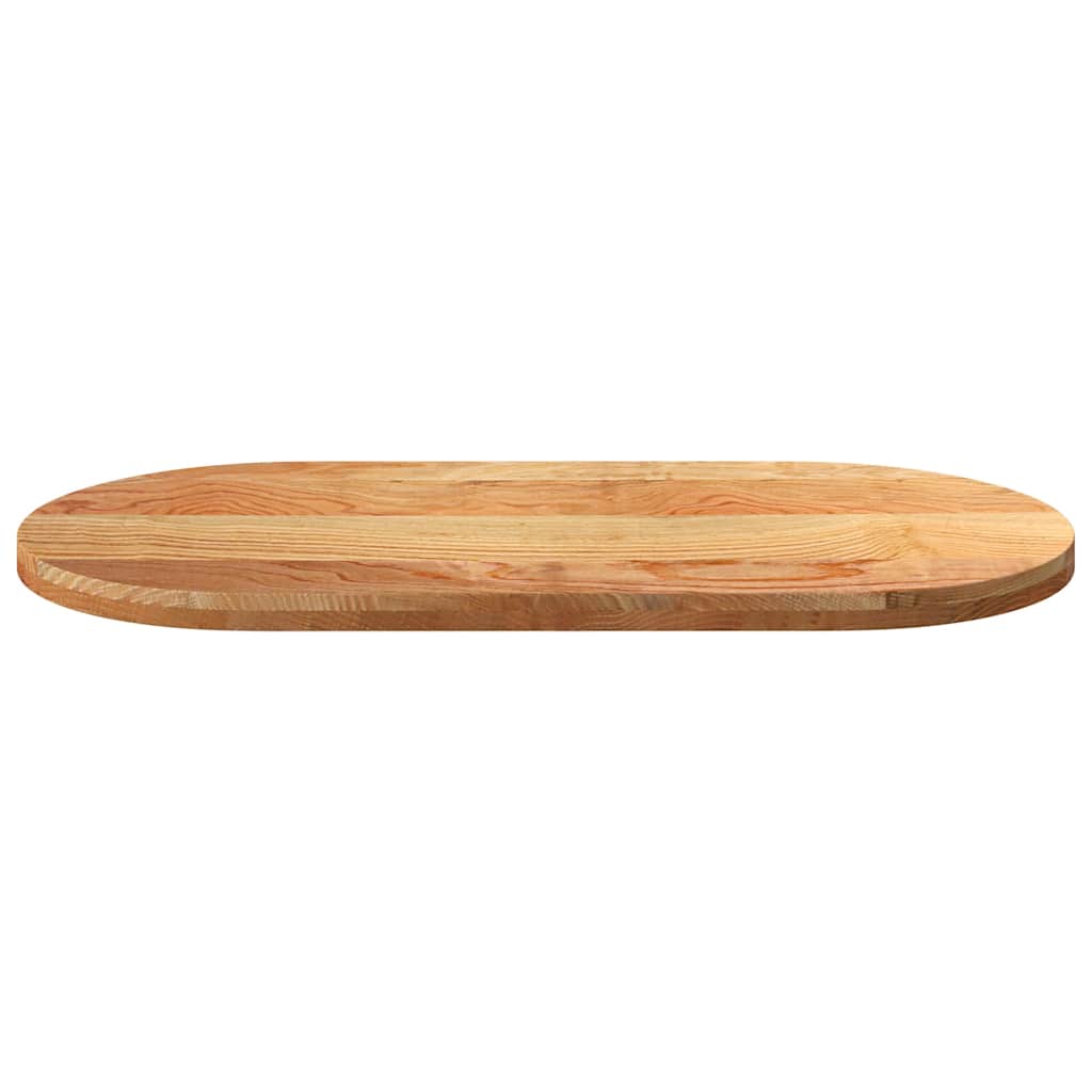 bordplade 120x60x4 cm massivt egetræ oval lysebrun