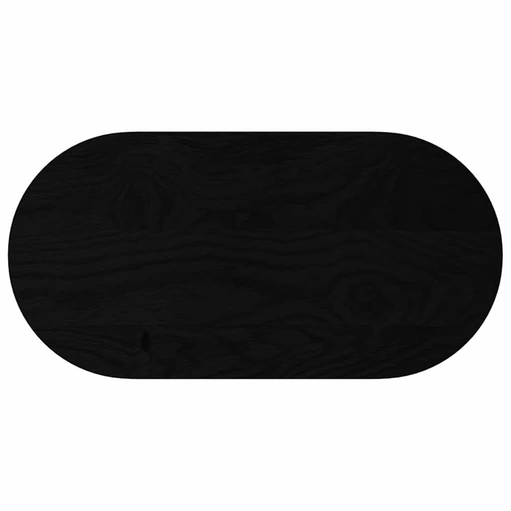 bordplade 80x40x2 cm massivt egetræ oval mørkebrun
