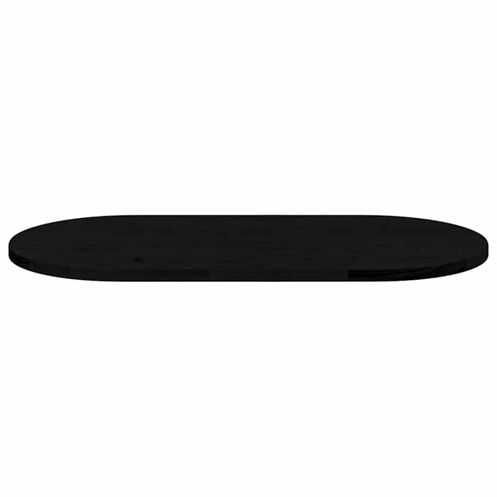 bordplade 80x40x2 cm massivt egetræ oval mørkebrun