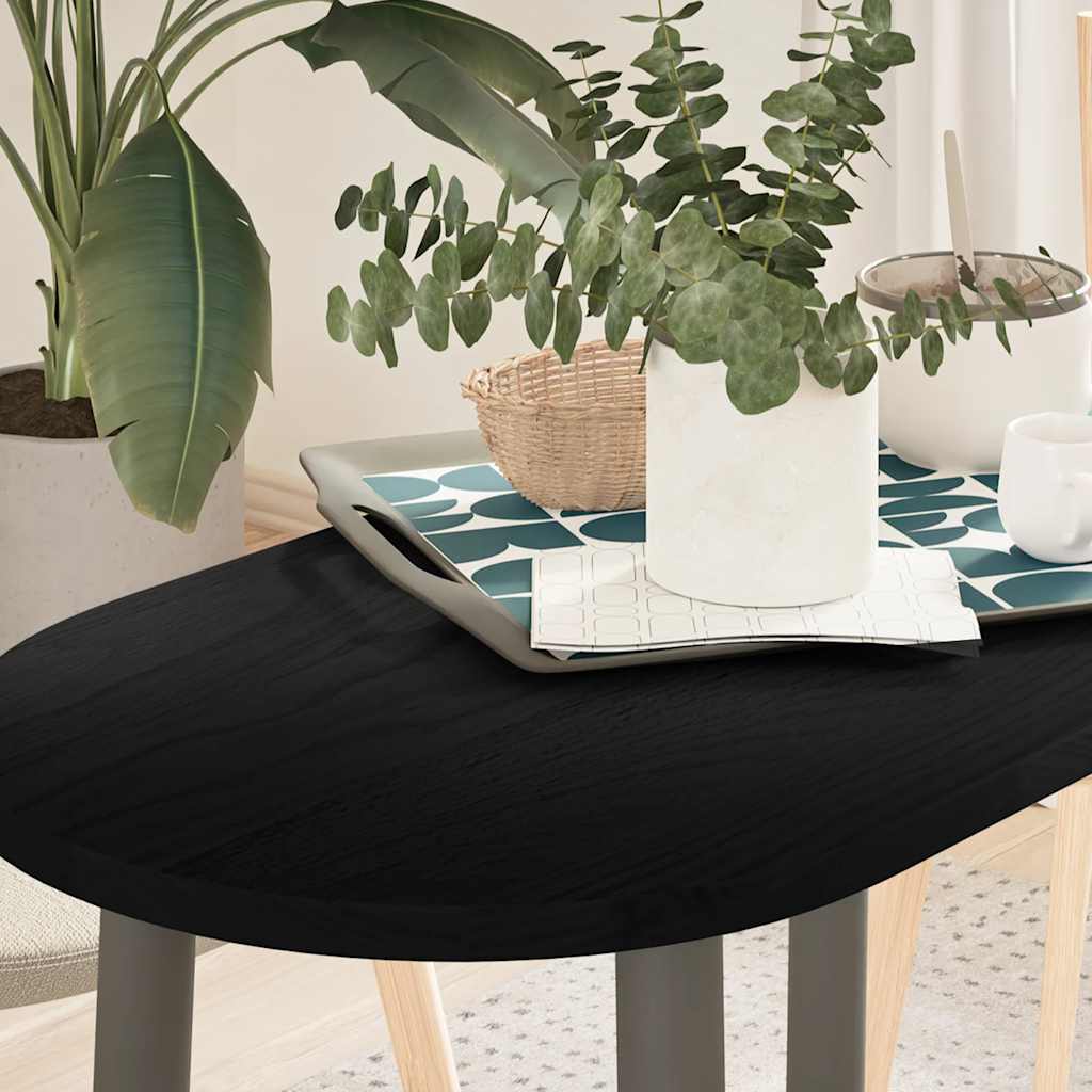 bordplade 80x40x2 cm massivt egetræ oval mørkebrun