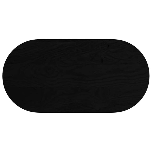 bordplade 100x50x2 cm massivt egetræ oval mørkebrun