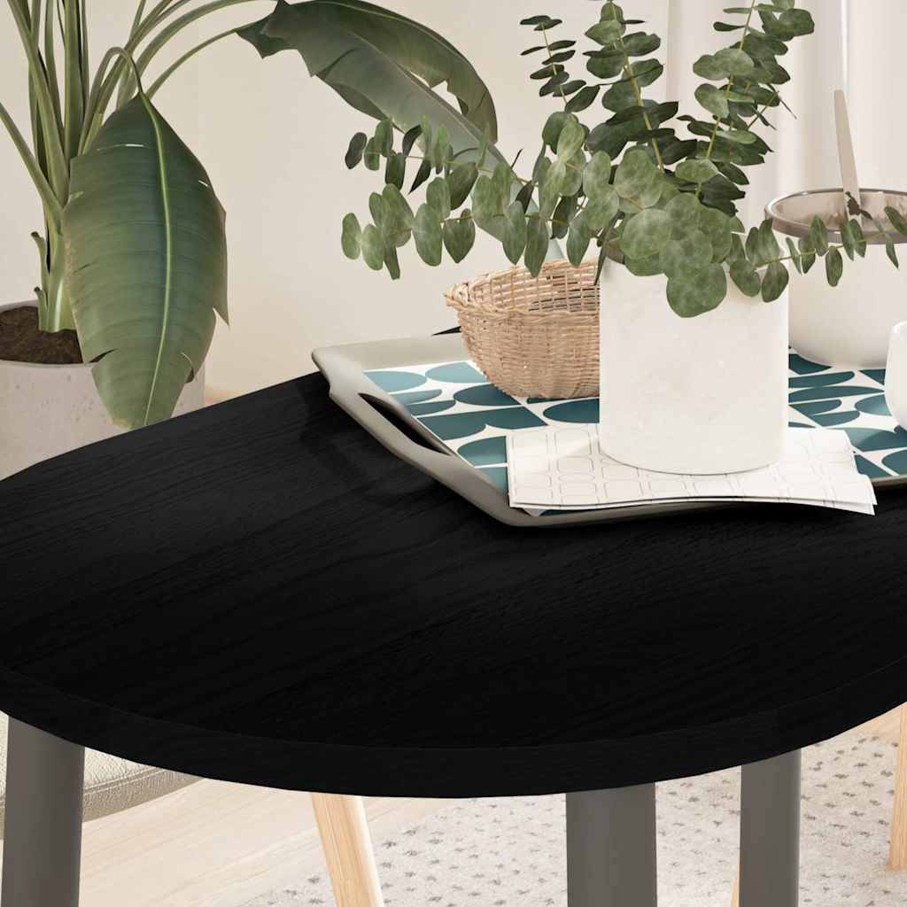 bordplade 100x50x2 cm massivt egetræ oval mørkebrun