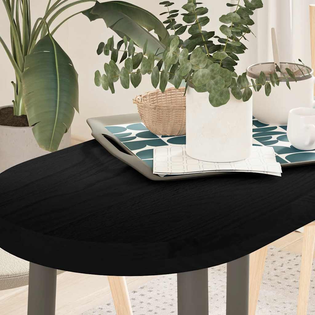 bordplade 80x40x4 cm massivt egetræ oval mørkebrun billede