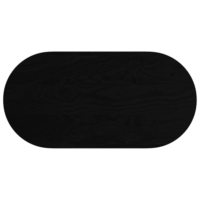 bordplade 100x50x4 cm massivt egetræ oval mørkebrun