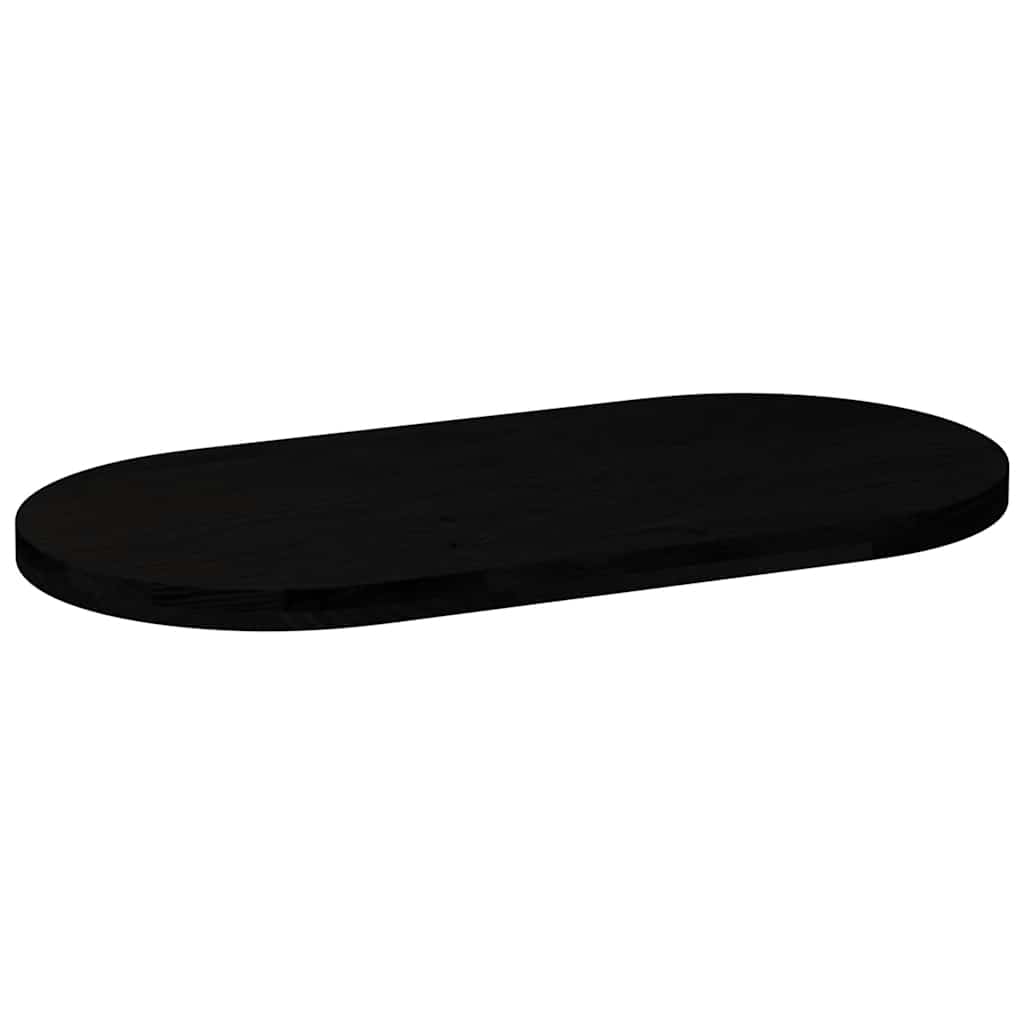 bordplade 100x50x4 cm massivt egetræ oval mørkebrun