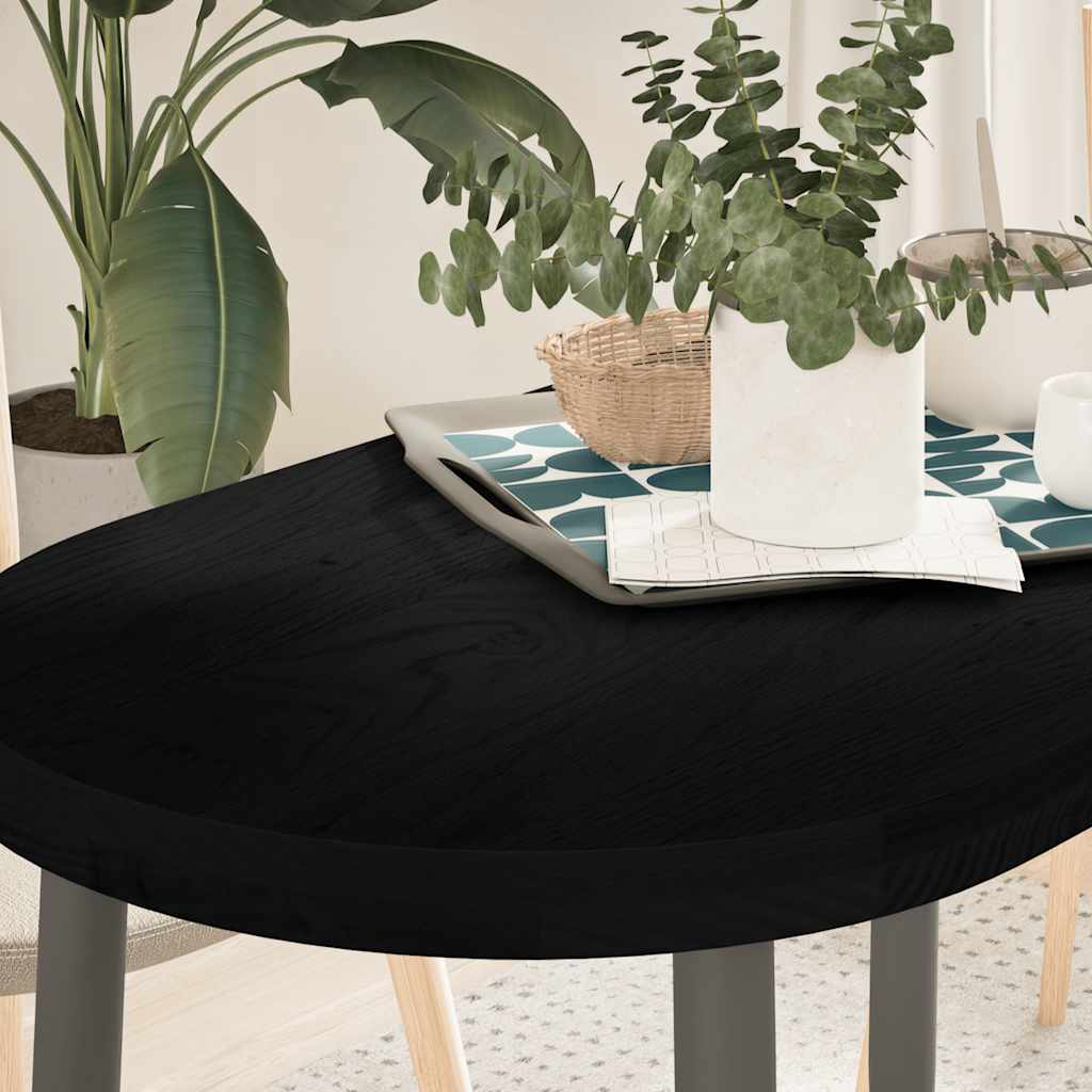 bordplade 100x50x4 cm massivt egetræ oval mørkebrun