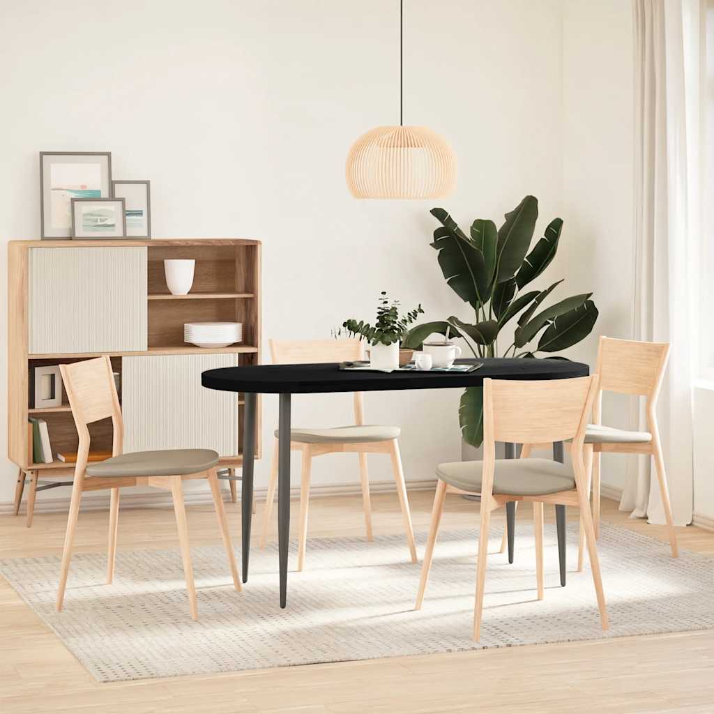 bordplade 140x60x4 cm massivt egetræ oval mørkebrun