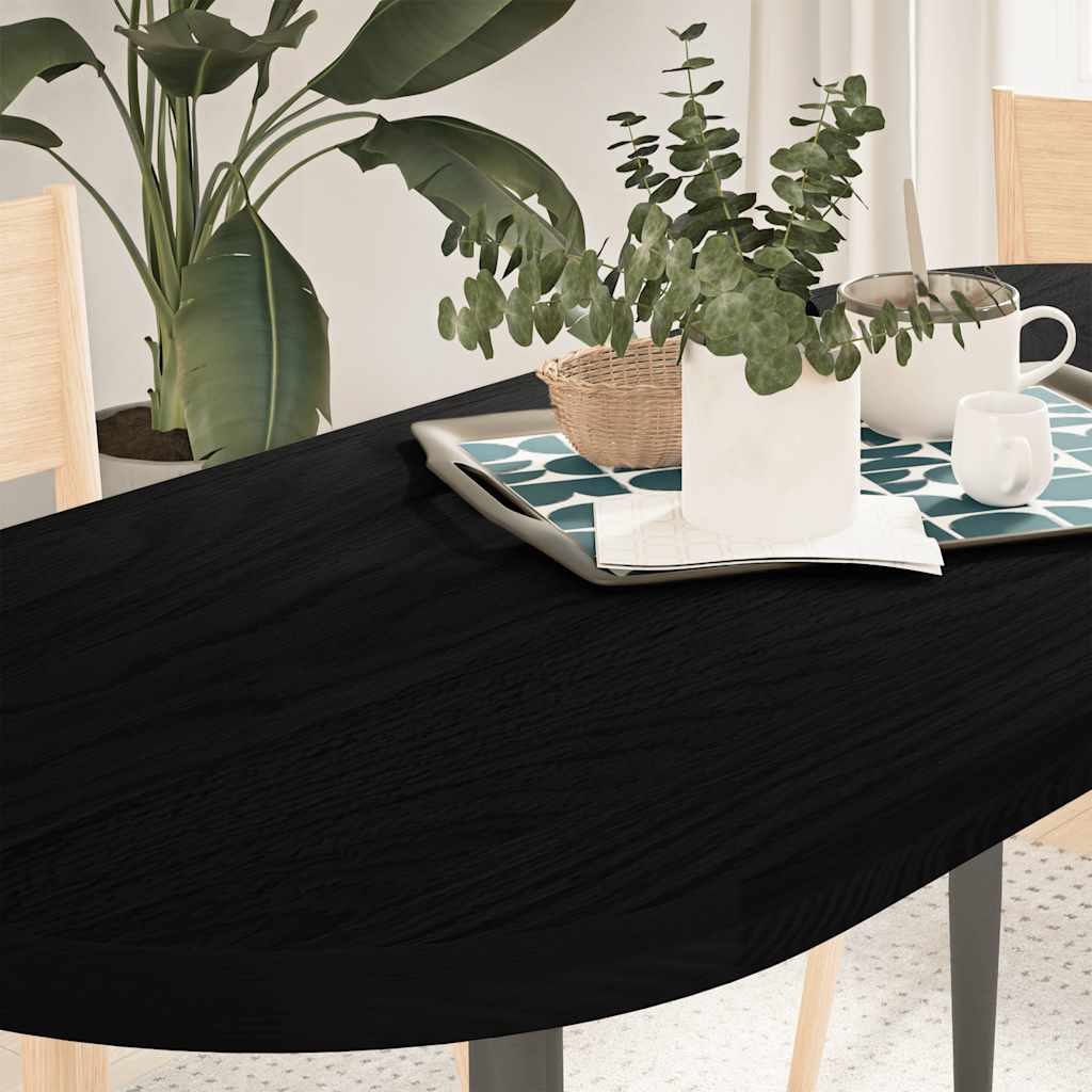 bordplade 140x60x4 cm massivt egetræ oval mørkebrun billede