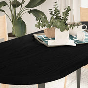 bordplade 140x60x4 cm massivt egetræ oval mørkebrun