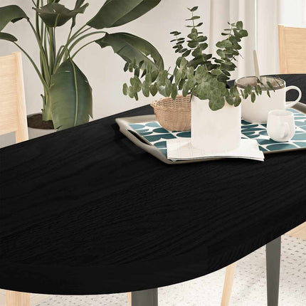 bordplade 140x60x4 cm massivt egetræ oval mørkebrun