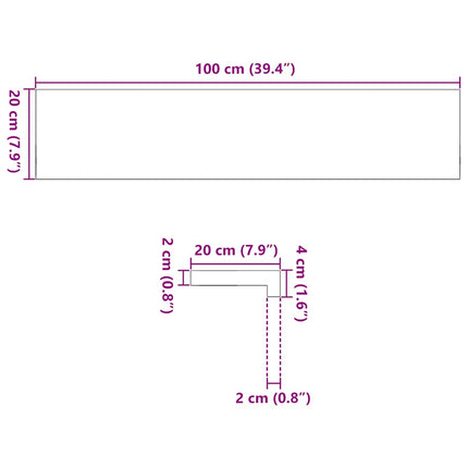 vindueskarme 2 stk ubehandlet 100x20x2 cm massivt egetræ
