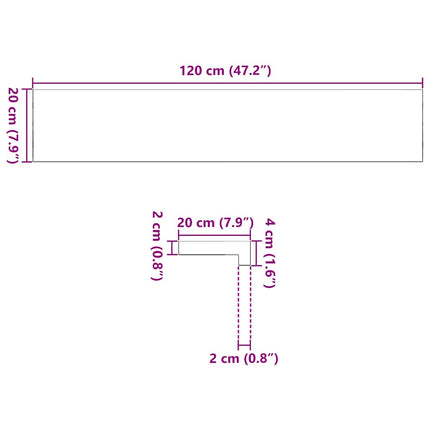vindueskarme 2 stk ubehandlet 120x20x2 cm massivt egetræ