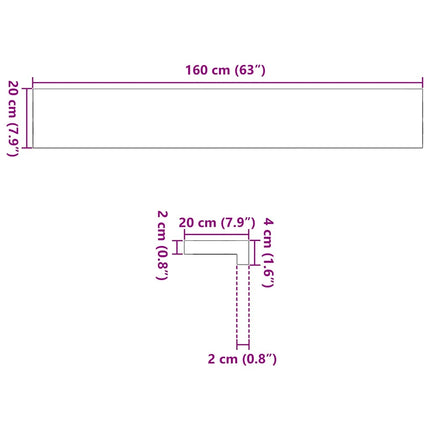 vindueskarme 2 stk ubehandlet 160x20x2 cm massivt egetræ