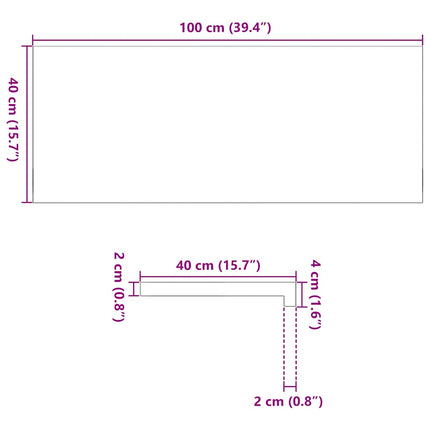 vindueskarme 2 stk ubehandlet 100x40x2 cm massivt egetræ