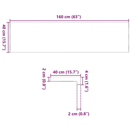 vindueskarme 2 stk ubehandlet 160x40x2 cm massivt egetræ