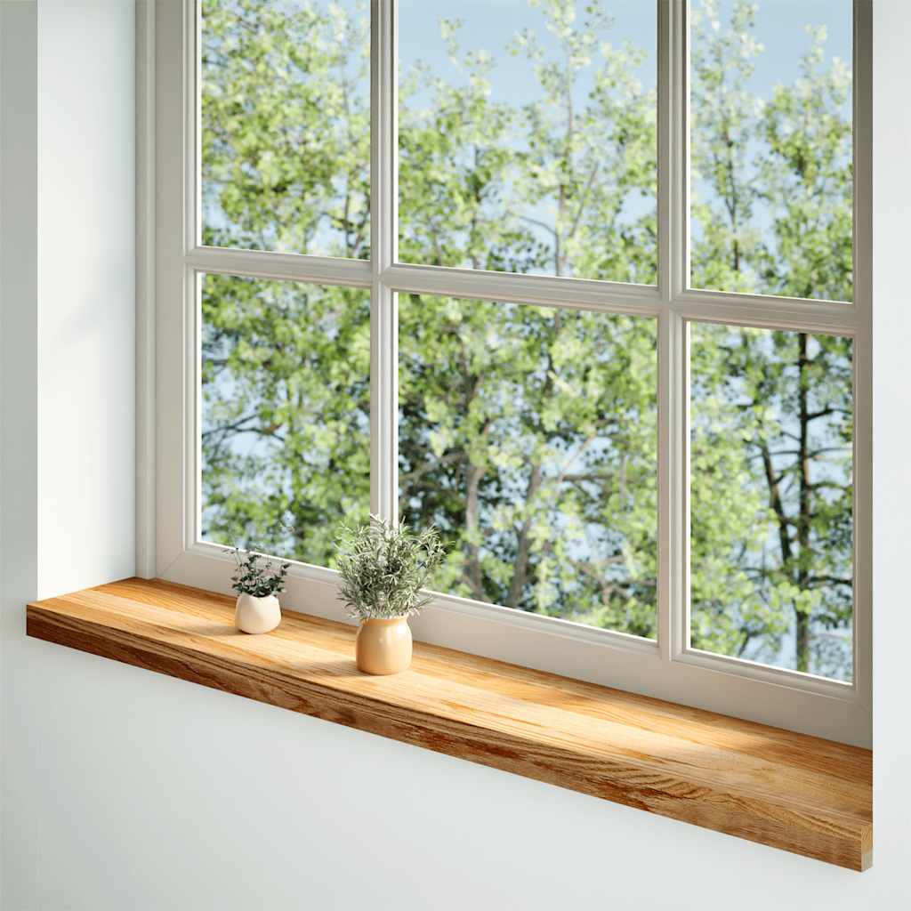 vindueskarme 2 stk lysebrun 140x20x2 cm massivt egetræ