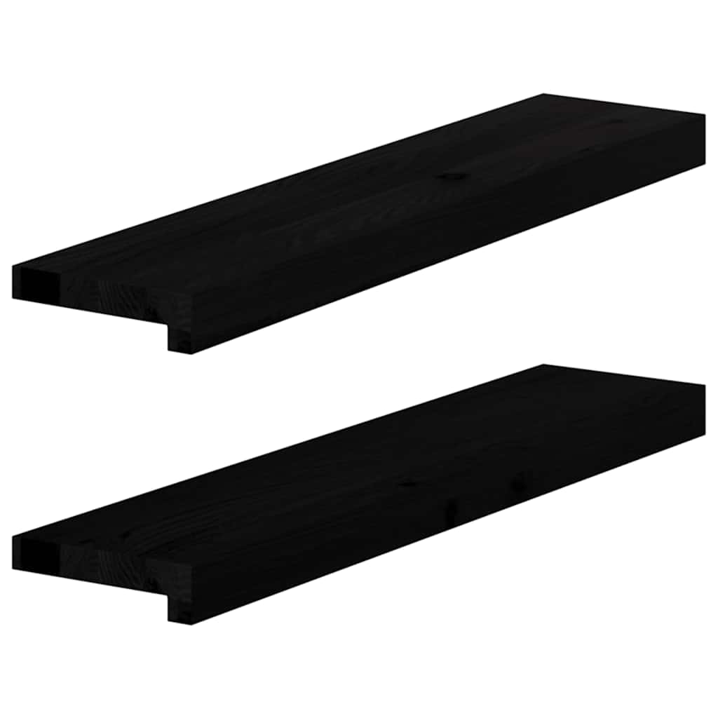 vindueskarme 2 stk brunsort 70x15x2 cm massivt egetræ