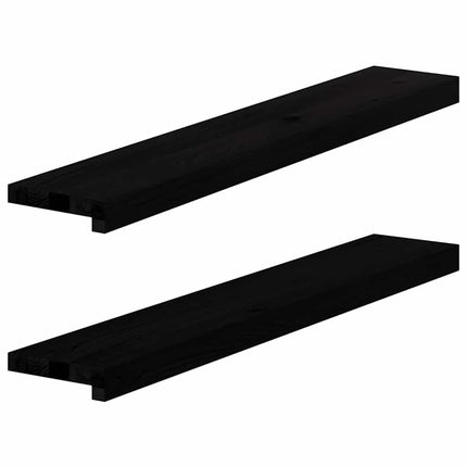 vindueskarme 2 stk brunsort 90x15x2 cm massivt egetræ