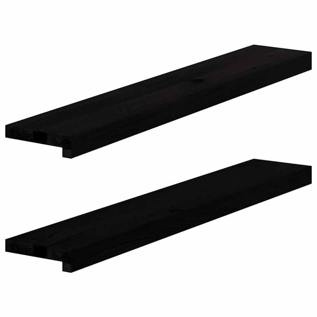 vindueskarme 2 stk brunsort 90x15x2 cm massivt egetræ