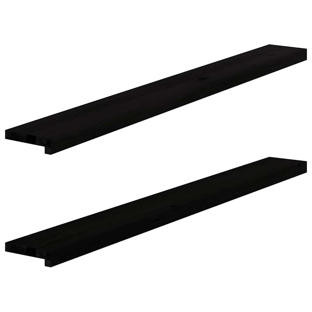 vindueskarme 2 stk brunsort 140x15x2 cm massivt egetræ