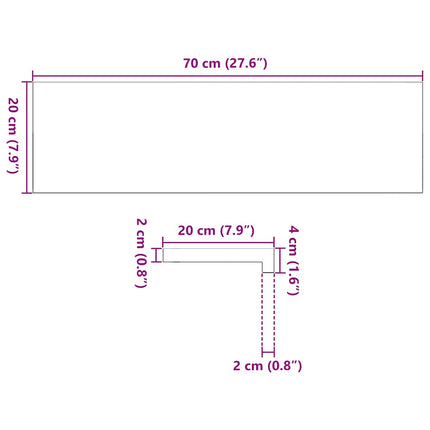 vindueskarme 2 stk brunsort 70x20x2 cm massivt egetræ