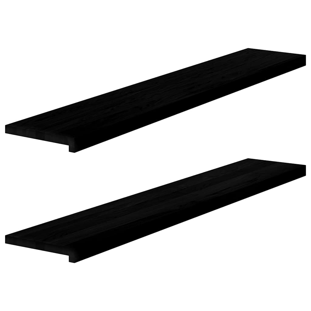 vindueskarme 2 stk brunsort 140x25x2 cm massivt egetræ
