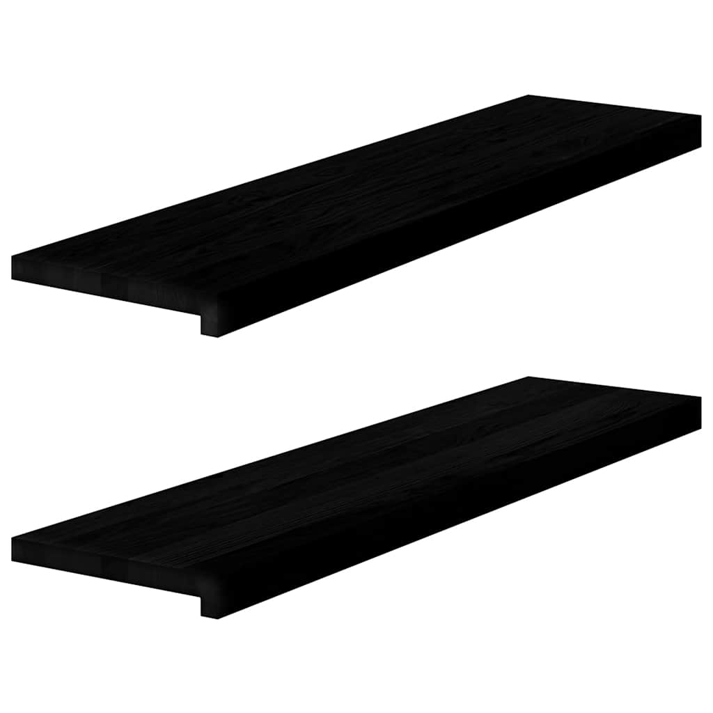 vindueskarme 2 stk brunsort 100x30x2 cm massivt egetræ