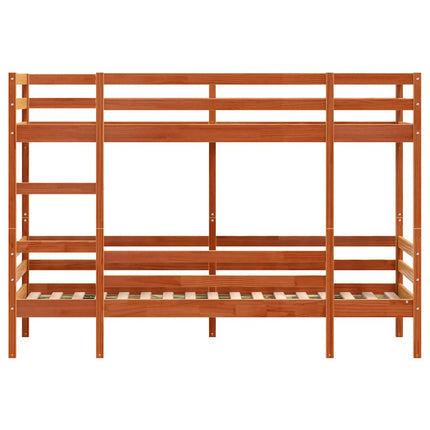 køjeseng 90x200 cm massivt fyrretræ voksbrun