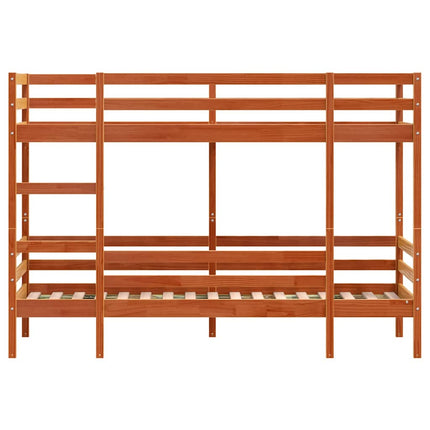 køjeseng 90x190 cm massivt fyrretræ voksbrun