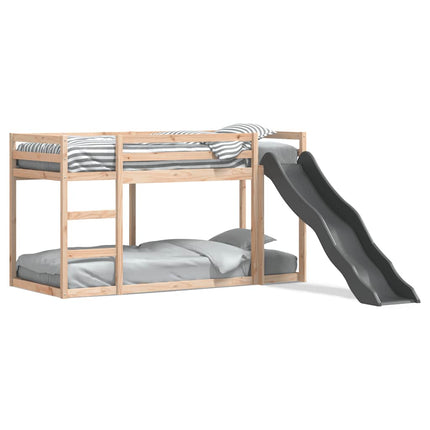 køjeseng med rutsjebane og stige 80x200 cm massivt fyrretræ
