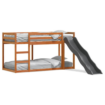 køjeseng med rutsjebane og stige 75x190 cm massivt fyrretræ