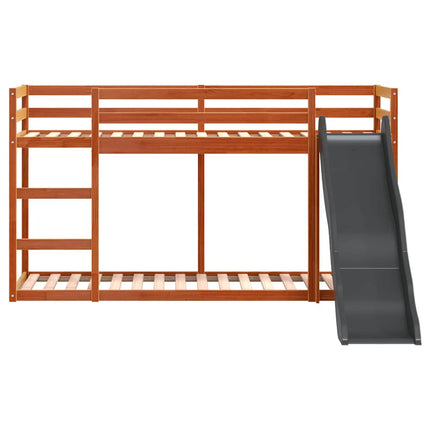 køjeseng med rutsjebane og stige 75x190 cm massivt fyrretræ