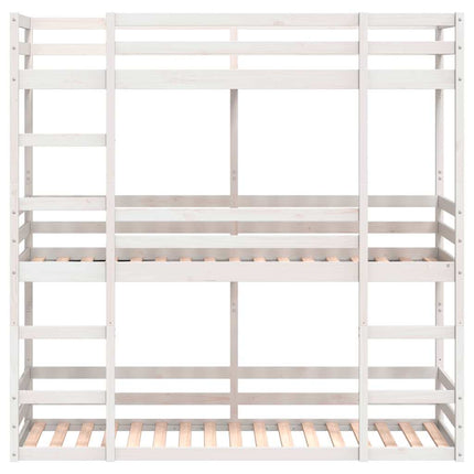 tredobbelt køjeseng 90x200 cm massivt fyrretræ hvid