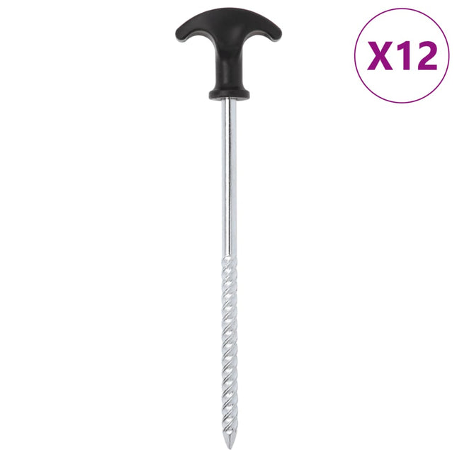 teltpløkker 12 stk. 20 cm Ø7 mm galvaniseret stål