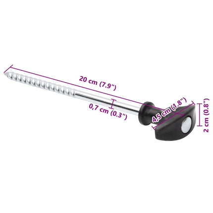 teltpløkker 12 stk. 20 cm Ø7 mm galvaniseret stål