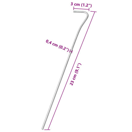 teltpløkker 25 stk. 23 cm Ø4 mm galvaniseret stål