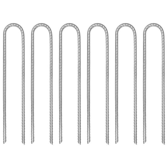 teltpløkker 6 stk. U-form 30 cm Ø7 mm galvaniseret stål