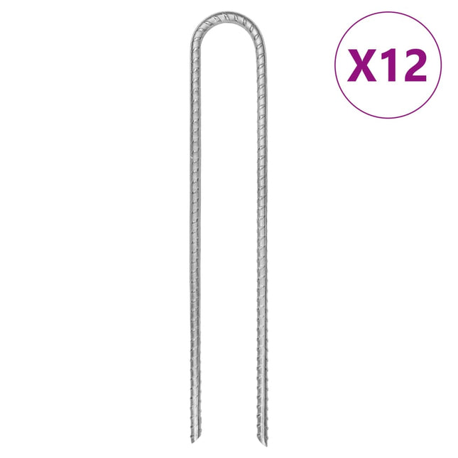 teltpløkker 12 stk. U-form 30 cm Ø7 mm galvaniseret stål