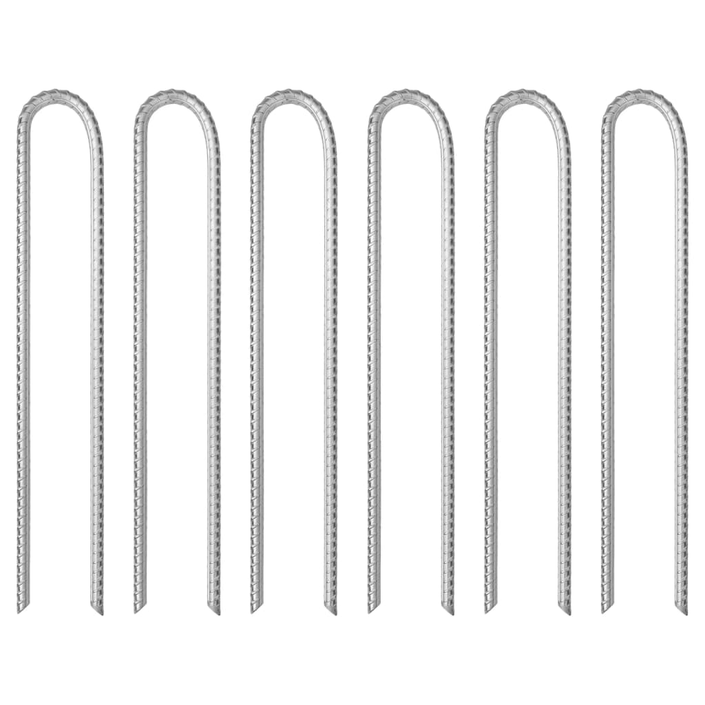 teltpløkker 6 stk. U-form 37 cm Ø10 mm galvaniseret stål