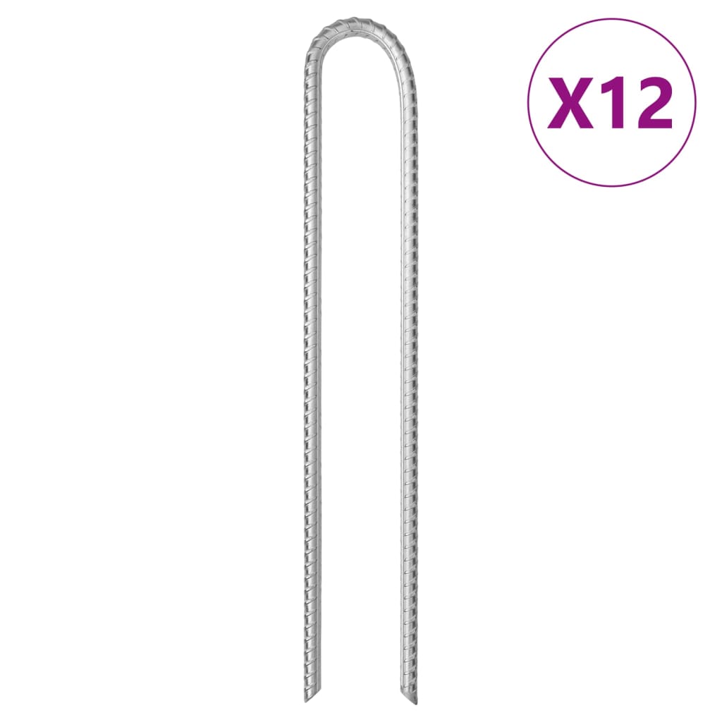 teltpløkker 12 stk. V-facon 37 cm Ø10 mm galvaniseret stål