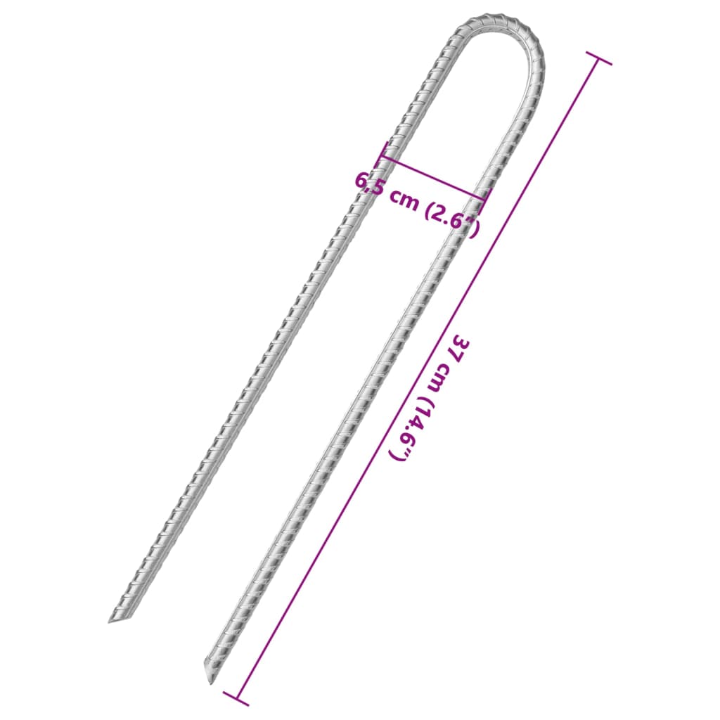 teltpløkker 12 stk. V-facon 37 cm Ø10 mm galvaniseret stål