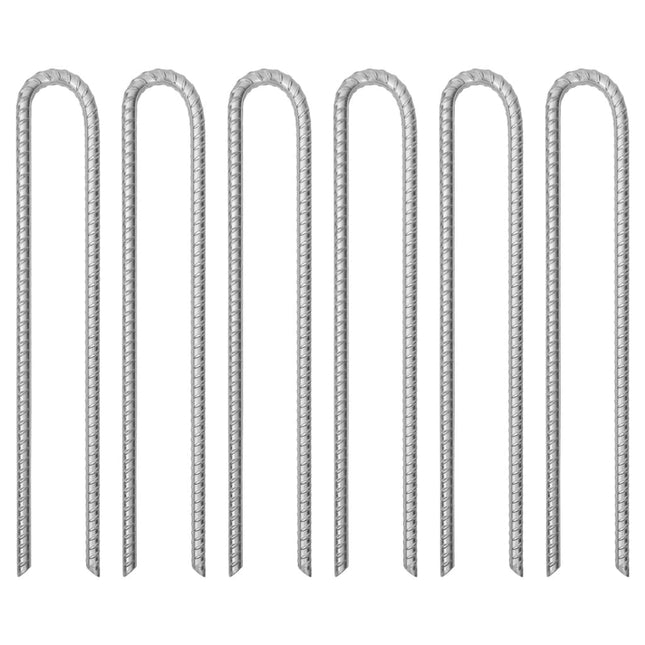 teltpløkker 6 stk. U-form 41,5 cm Ø12 mm galvaniseret stål