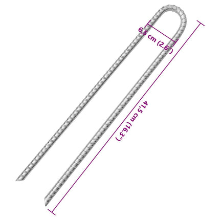 teltpløkker 12 stk. U-facon 41,5 cm Ø12 mm galvaniseret stål