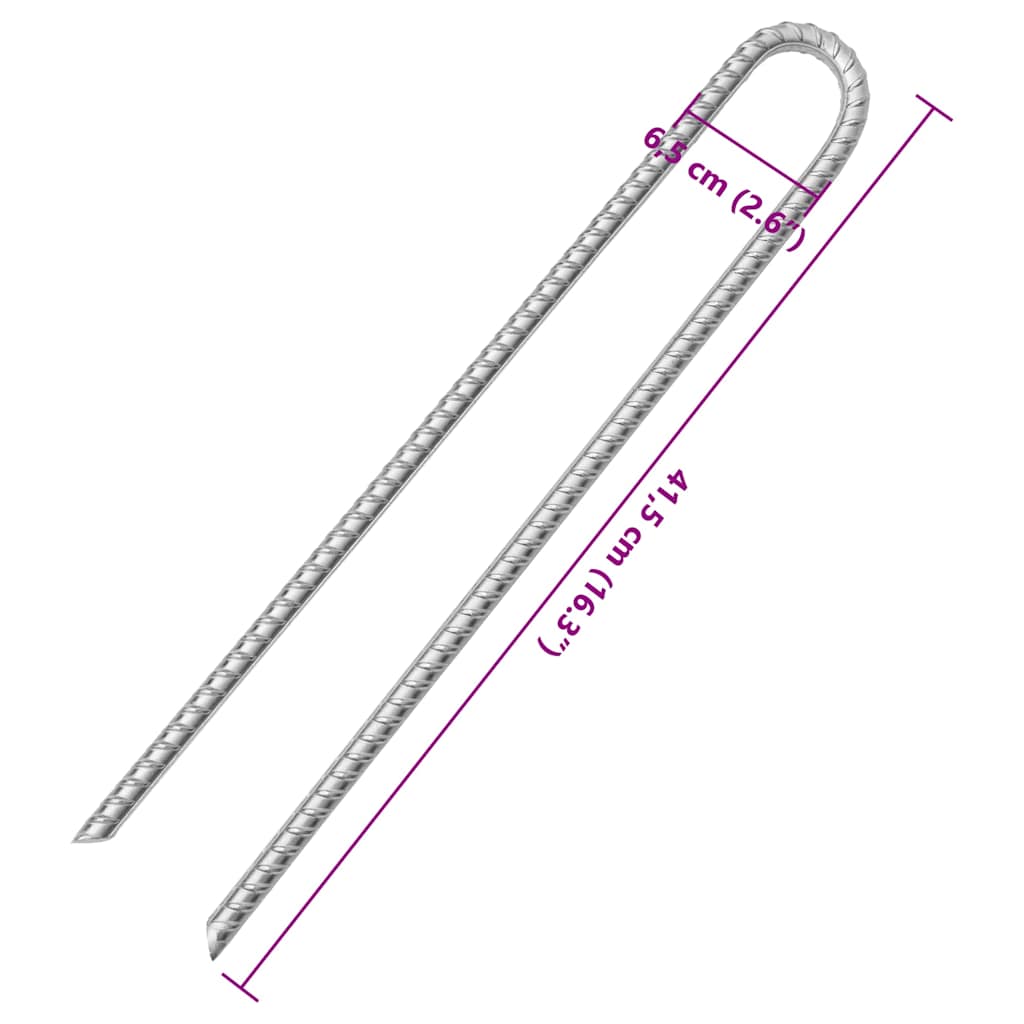 teltpløkker 12 stk. U-facon 41,5 cm Ø12 mm galvaniseret stål