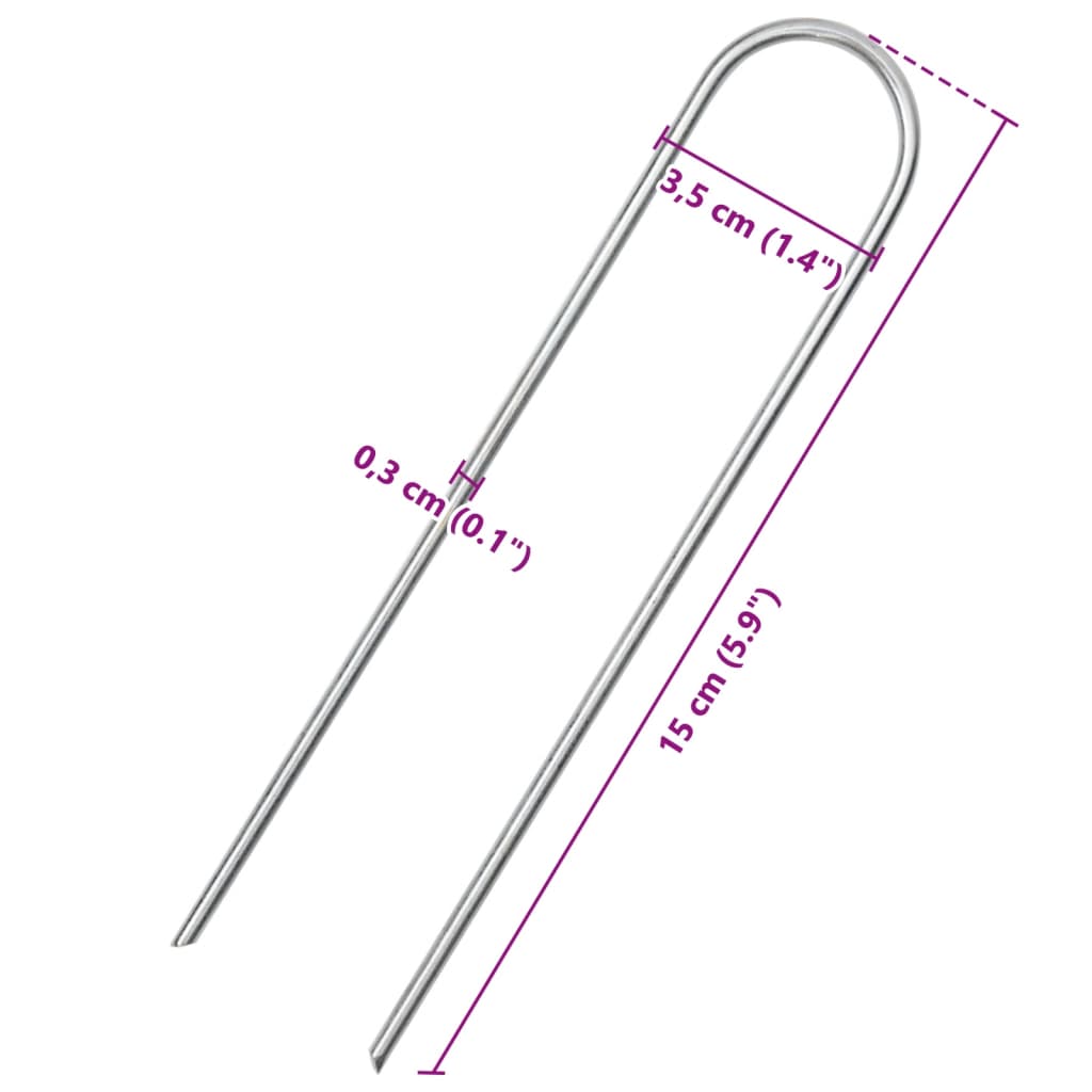jordpløkker 50 stk. U-facon 15x3,5 cm galvaniseret stål